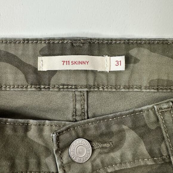 Levis Jeans Womens 31 Green Camo 711 Skinny Stretch Midrise Casual - Picture 6 of 14